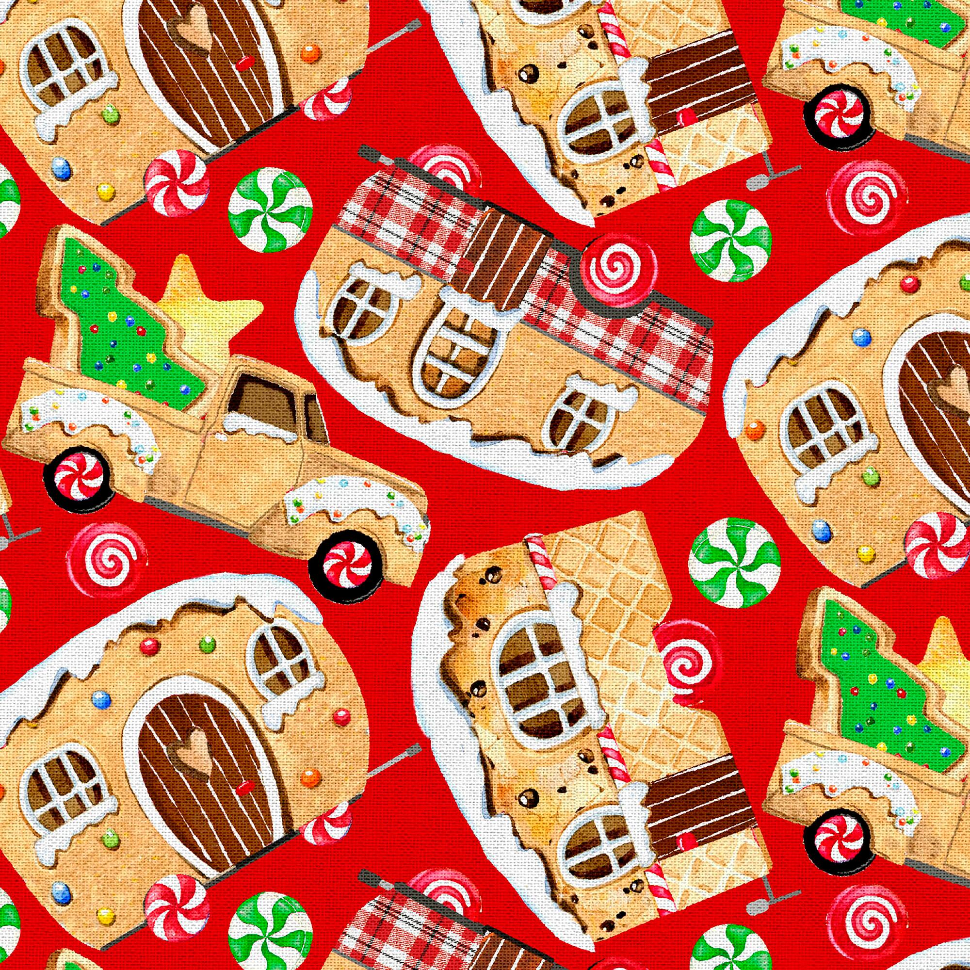Fabric Editions Gingerbread Toss Cotton Fabric
